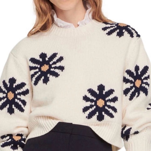 Sandro Sweaters - Sandro Cream and Black Floral Sweater